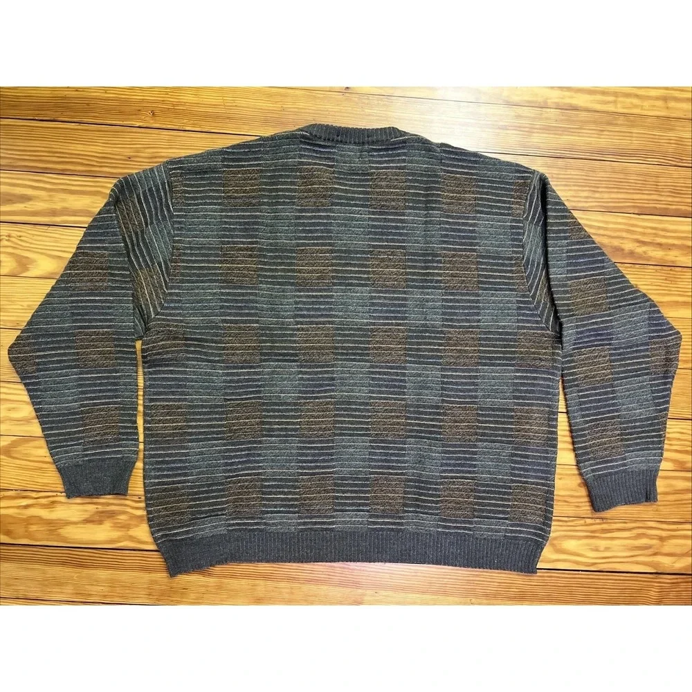 Vintage Tricots St‎ Raphael Mens Merino Wool Crewneck Sweater XXL Brown Green